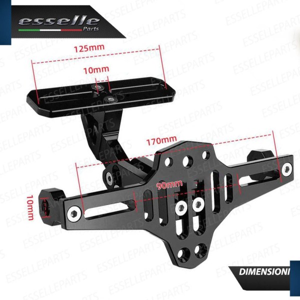 PortaTarga con LED in Metallo Regolabile NERO Specifico per Kawasaki