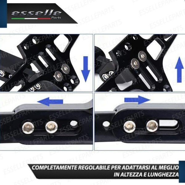 PortaTarga con LED in Metallo Regolabile NERO Specifico per Triumph