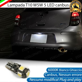 Lampada LED Luce Targa 5 LED Canbus 6000K Nissan Micra MK4 Dal 06-2013