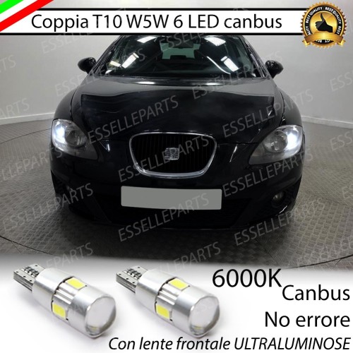 Coppia Lampade T10 W5W LED canbus con lente frontale per luci di posizione per Seat Toledo 3