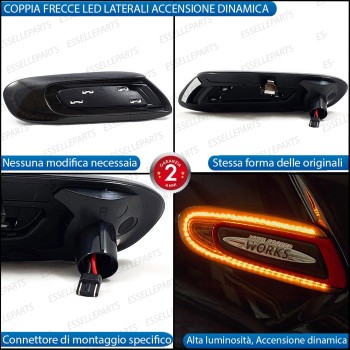 Placchette Dinamiche Nere fumè Laterali per frecce specifiche per MINI F54