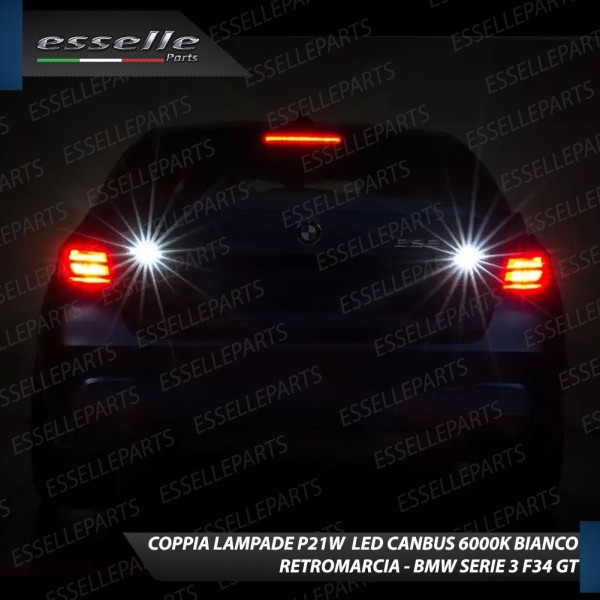 Coppia lampade Retromarcia P21W 15 LED con lente BMW Serie 3 F34 GT con fari Alogeni