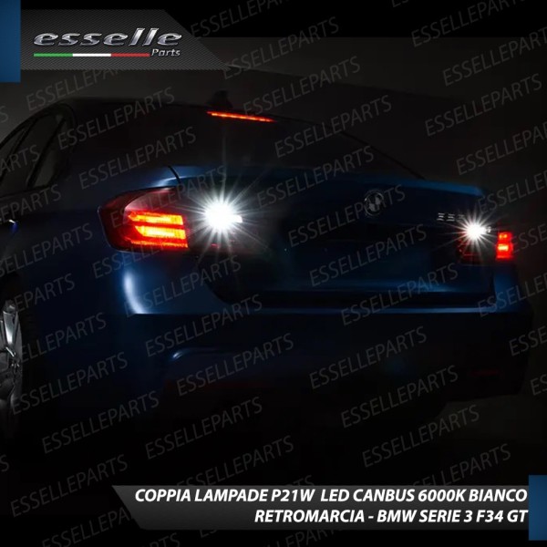 Coppia lampade Retromarcia P21W 15 LED con lente BMW Serie 3 F34 GT con fari Alogeni