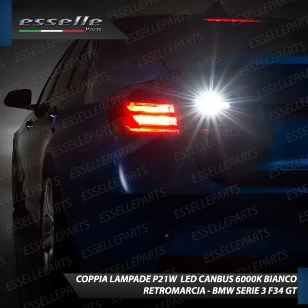 Coppia lampade Retromarcia P21W 15 LED con lente BMW Serie 3 F34 GT con fari Alogeni