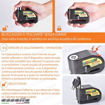 Bloccadisco con Allarme Anti-Sollevamento per moto,motorini,scooter BENELLI