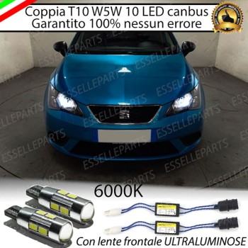 Coppia Lampade T10 W5W 10 LED Canbus 6000K bianco SEAT IBIZA 6J RESTYLING