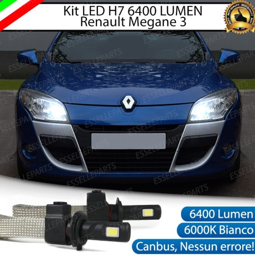 Kit Full LED H7 6400 Lumen 6000K bianco Abbaglianti RENAULT MEGANE 3 fari a parabola