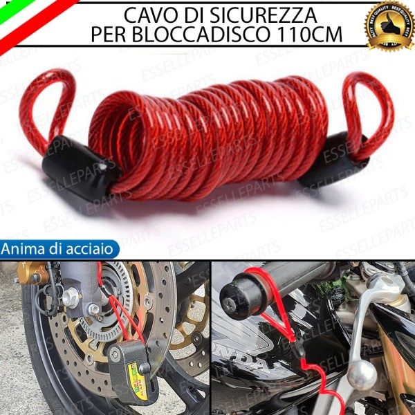 Cavo di Sicurezza - ROSSO - per Antifurto moto,motorini,scooter KYMCO