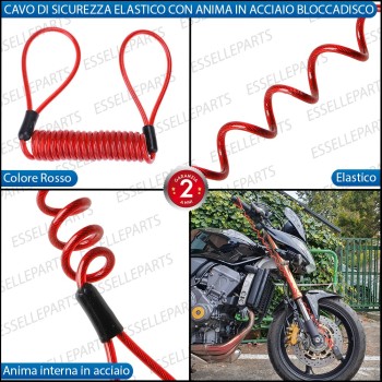 Cavo di Sicurezza - ROSSO - per Antifurto moto,motorini,scooter PEUGEOT