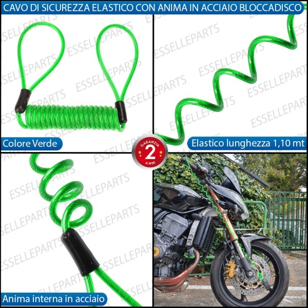 Cavo di Sicurezza - VERDE - per Antifurto moto,motorini,scooter MOTO GUZZI