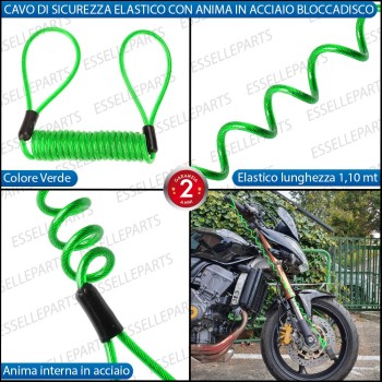Cavo di Sicurezza - VERDE - per Antifurto moto,motorini,scooter VESPA