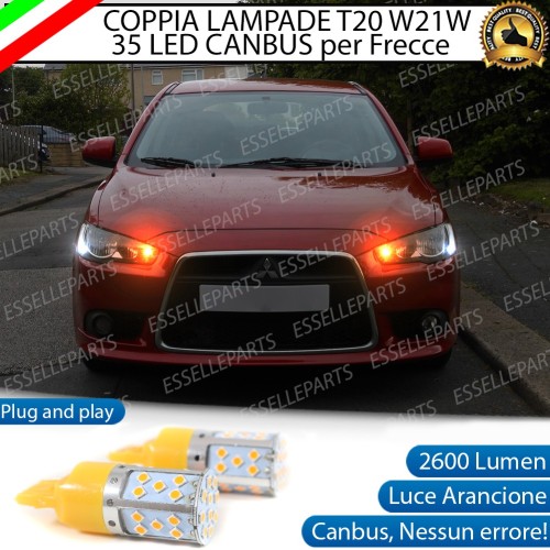 Coppia Lampade T20 WY21W 35 LED CANBUS PER FRECCE DIREZIONALI Anteriori PER MITSUBISHI LANCER 8