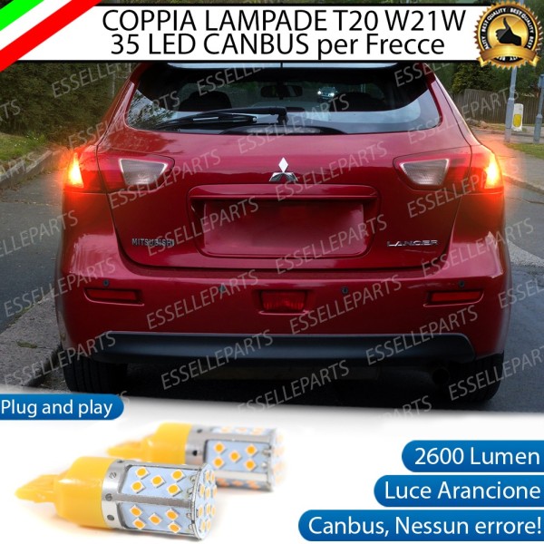 Coppia Lampade T20 WY21W 35 LED CANBUS PER FRECCE DIREZIONALI POSTERIORI PER MITSUBISHI LANCER 8