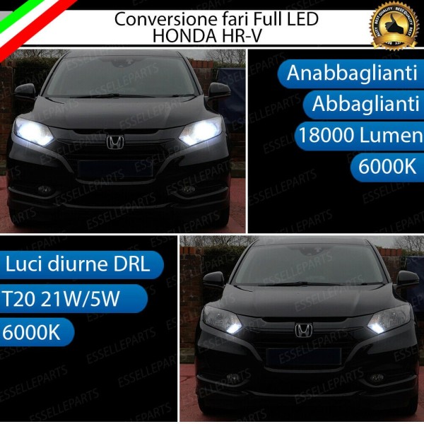 Conversione Fari Full LED 6000K bianco ghiaccio HONDA HR-V Mk2 con faro a parabola