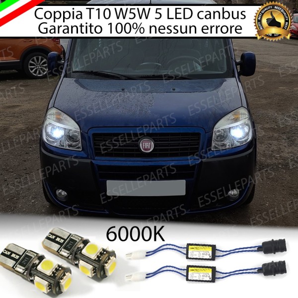 Coppia Luci Posizione 5 LED Per Fiat Doblo Restyling Canbus 6000K Luce Bianca