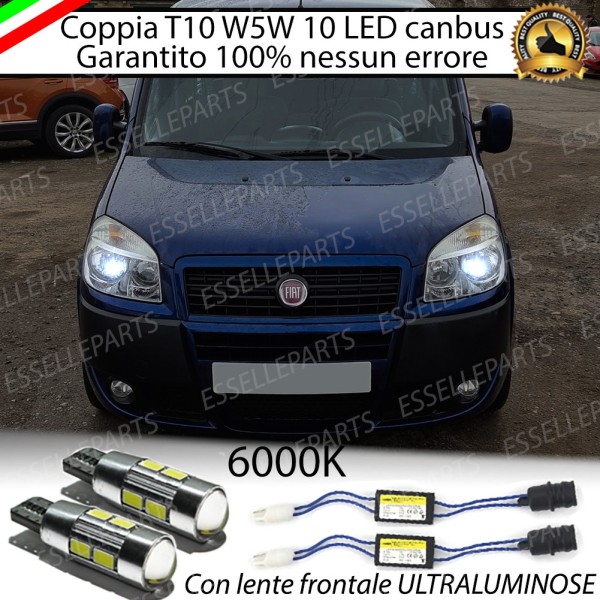 Coppia Luci Di Posizione 10 LED Per Fiat Doblo Restyling Canbus 6000K Bianco