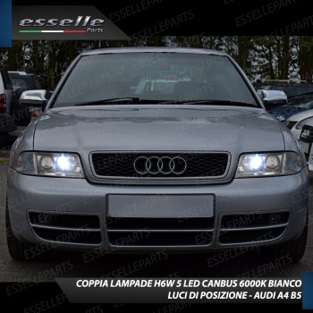 Coppia lampade H6W 5 LED Canbus 6000K Luci di posizione Audi A4 B5 con xenon di serie