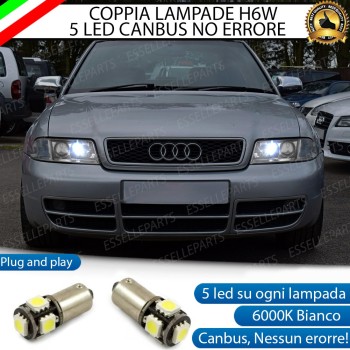 Coppia lampade H6W 5 LED Canbus 6000K Luci di posizione Audi A4 B5 con xenon di serie