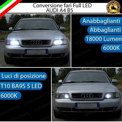 Conversione Fari Full LED 6000K bianco per AUDI A4 B5 con Fari a parabola singola