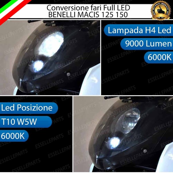 Conversione Fari Full LED per Benelli Macis 125 (2011-2015) Lampade 6000K Bianco Ghiaccio