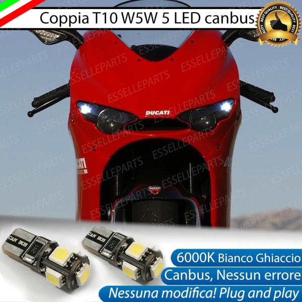 Coppia Lampade di Posizione LED T10 W5W per DUCATI Desmosedici 2007-2010 RR