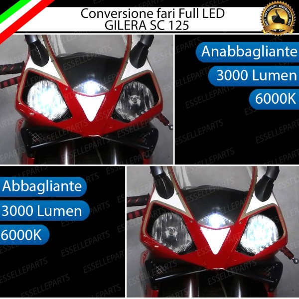Conversione Fari Full LED per GILERA SC 125 (2006-2008) Lampade 6000K Bianco Ghiaccio