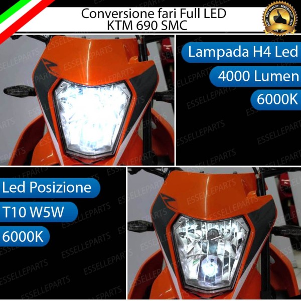 Conversione Fari Full LED per KTM 690 SMC (2012-2017) R Lampade 6000K Bianco Ghiaccio