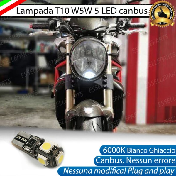 Lampada Singola di Posizione LED T10 W5W per MV AGUSTA Brutale 750 2001-2005 Serie Oro