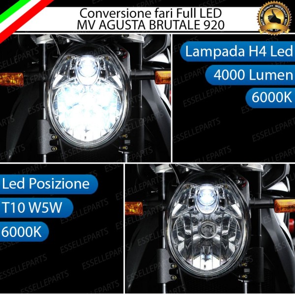 Conversione Fari Full LED per MV AGUSTA Brutale 920 (2011-2012) Lampade 6000K Bianco Ghiaccio