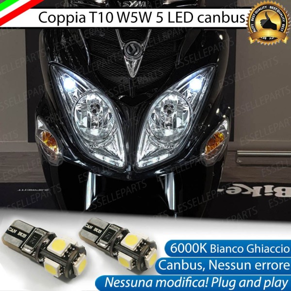 Coppia Lampade di Posizione LED T10 W5W per SYM Joyride 200 2007-2017 EVO