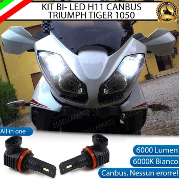 Kit Full LED H11 6000 LUMEN Abbaglianti per Triumph Tiger 1050 2013-2015 Sport ABS