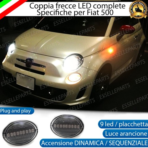 Coppia Frecce Laterali Progressive A Led Per Fiat 500 Restyling Trasparenti