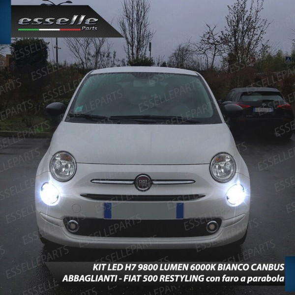 Conversione Fari Full LED 6000K bianco Fiat 500 restyling con fari a parabola