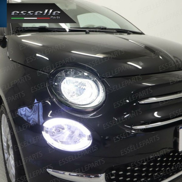 Conversione Fari Full LED 6000K bianco Fiat 500 restyling con fari a parabola
