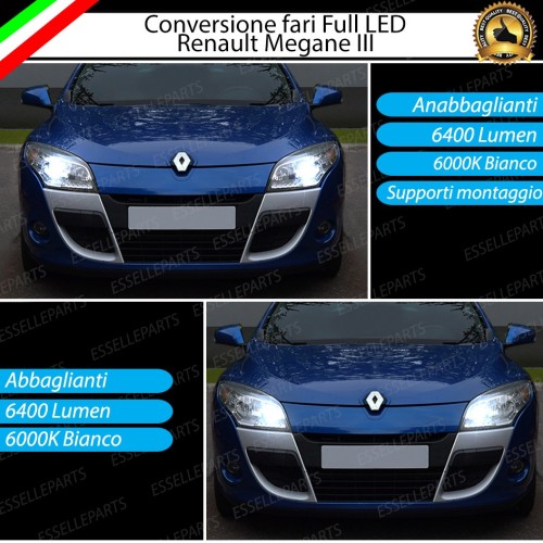 Conversione Fari Full LED 6000K bianco RENAULT MEGANE 3 con fari a parabola