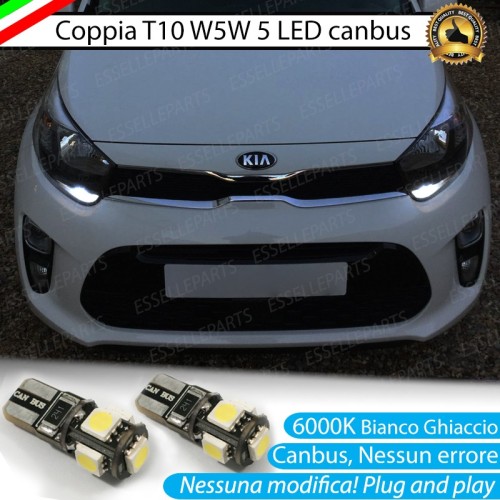 Coppia Lampade T10 W5W 5 LED Canbus 6000K Kia Picanto MK3 JA