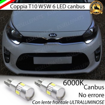 Coppia Lampade T10 W5W 6 LED Canbus 6000K Kia Picanto MK3 JA