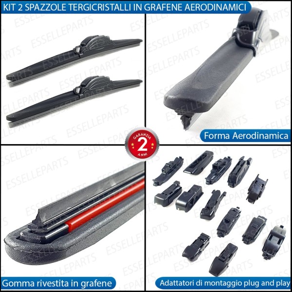 Kit 2 Spazzole Tergicristallo aerodinamiche per Opel Corsa E