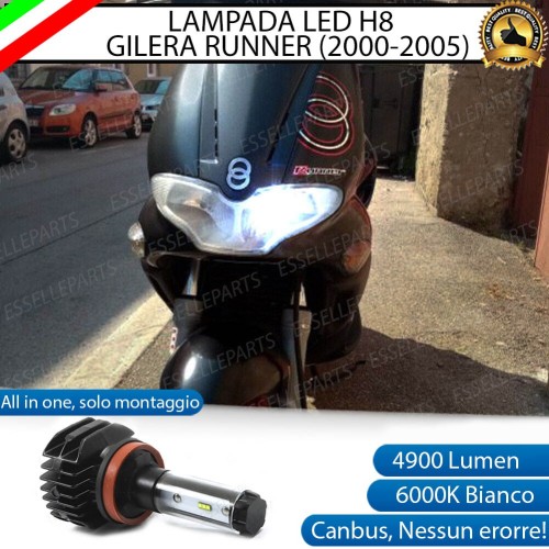 Kit Full LED Lampada H8 4900 Lumen Abbaglianti per Gilera Runner 125 2002-2005 VX