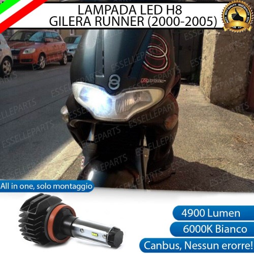 Kit Full LED Lampada H8 4900 Lumen Anabbaglianti per Gilera Runner 125 2002-2005 VX