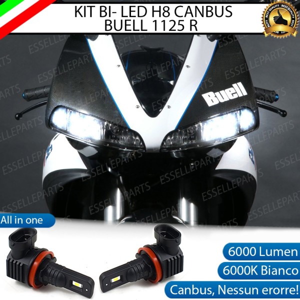 Kit Full LED coppia H8 ULTRA COMPATTO 6000 LUMEN Abbaglianti per BUELL 1125 R (2007-2011) Bianco Ghiaccio CANBUS
