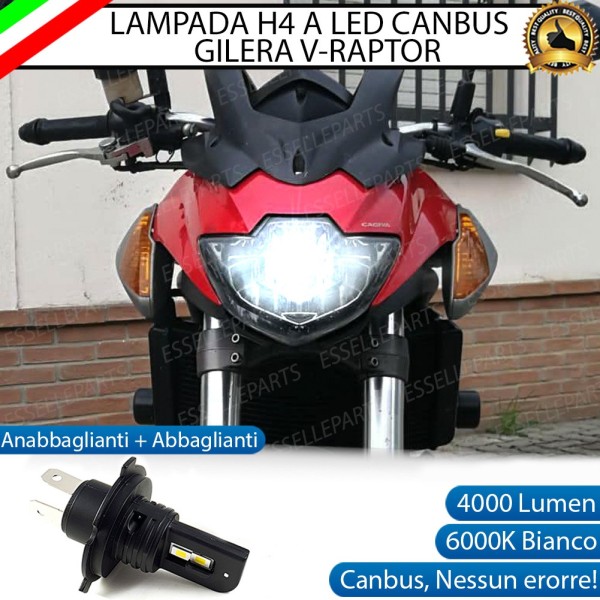 Lampada Singola H4 4000 LUMEN Anabbagliante + Abbagliante per CAGIVA V-Raptor 650 2001-2004 Bianco Ghiaccio CANBUS