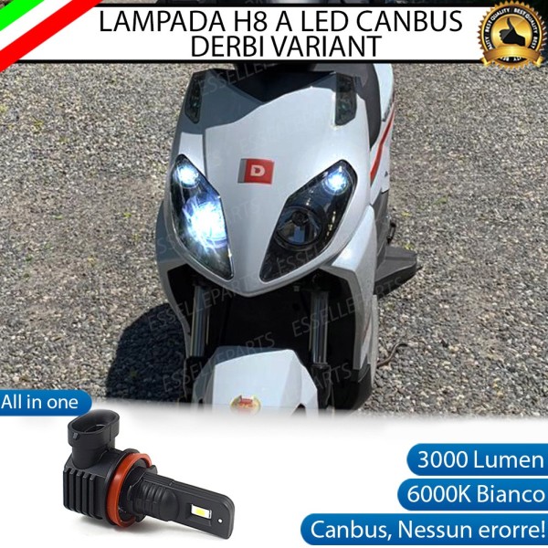 Lampada H8 LED per DERBI Variant 50 Sport 2T Canbus 6000K