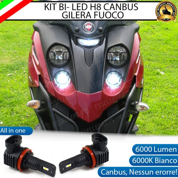 Kit Full LED coppia H8 ULTRA COMPATTO 6000 LUMEN Abbaglianti per GILERA Fuoco 500 (2006-2013) Bianco Ghiaccio CANBUS