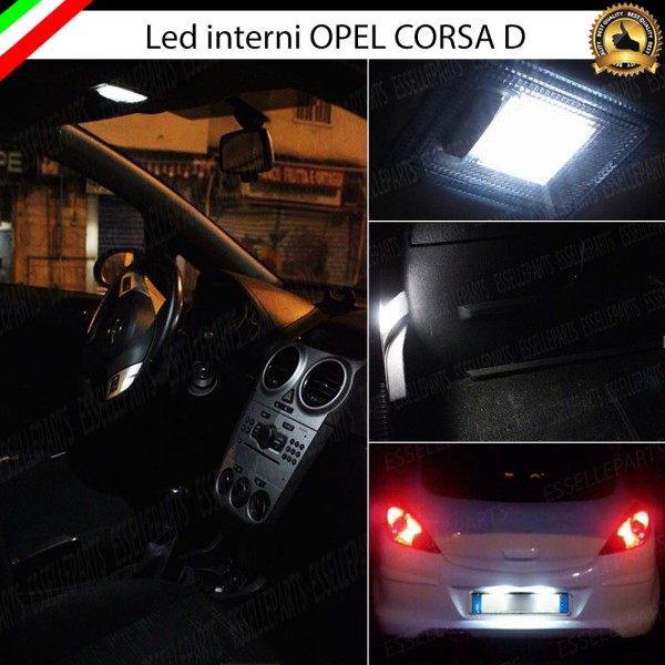 Kit LED interni + Luci targa LED 6000K Bianco Canbus Opel Corsa D con singolo punto luce