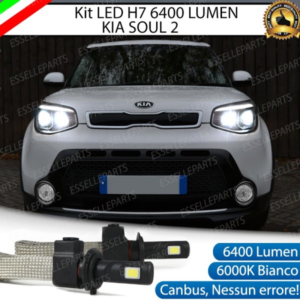 Kit Full LED H7 6400 Lumen 6000K bianco Abbaglianti KIA SOUL 2 con fari lenticolari
