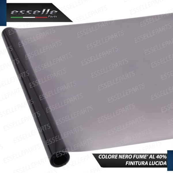 Pellicola Adesiva Nero Lucido Fume' Oscuramento Fari 40% Auto Moto 40 X 150 Cm