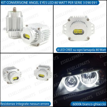 Kit Angel Eyes A Led Cree Canbus 6000k bianco Per BMW Serie 3 E90 E91 Dal 09/2008