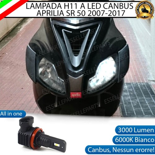 Lampada Singola H11 3000 LUMEN Abbagliante per APRILIA SR 50 2012-2015 R Factory