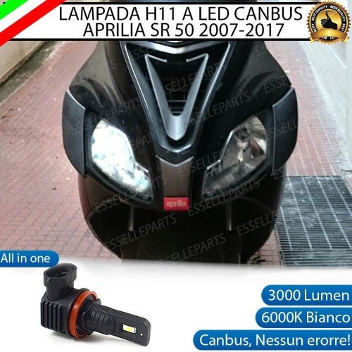 Lampada Singola H11 3000 LUMEN Anabbagliante per APRILIA SR 50 2012-2017 R